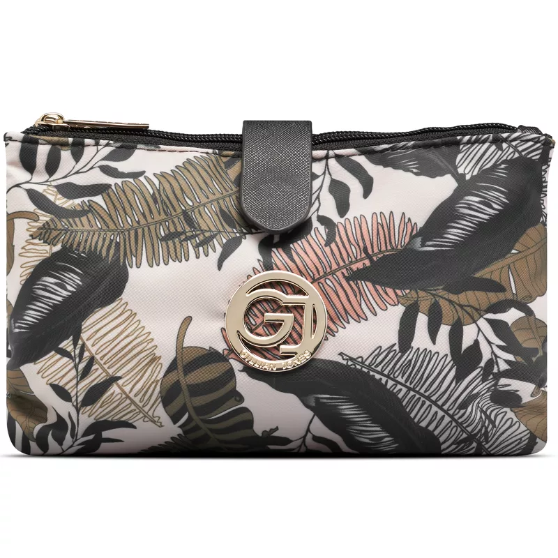 Gillian Jones Travel Clutch - Leaf Print 10008-19 1 Gillian Jones Travel Clutch - Leaf Print 10008-19