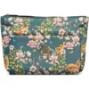 Gillian Jones 3 Room Cosmetics Bag - Green Flowers 10009-76