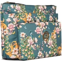 Gillian Jones 3 Room Cosmetics Bag - Green Flowers 10009-76 -Clinique Salgsbutik gillian jones 3 room cosmetics bag green flowers 10009 76 1649403507