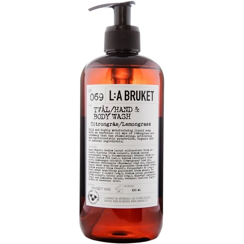 L:A Bruket 069 Hand & Body Wash 450 Ml - Lemongrass 1 L:A Bruket 069 Hand & Body Wash 450 Ml - Lemongrass