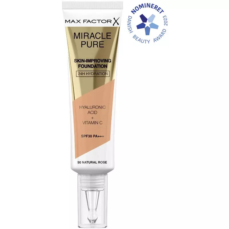 Max Factor Miracle Pure Skin-Improving Foundation 30 Ml - 50 Natural Rose 1 Max Factor Miracle Pure Skin-Improving Foundation 30 Ml - 50 Natural Rose