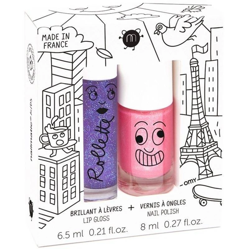 Nailmatic Kids Lip Gloss And Nail Polish Set - Lovely City 1 Nailmatic Kids Lip Gloss And Nail Polish Set - Lovely City