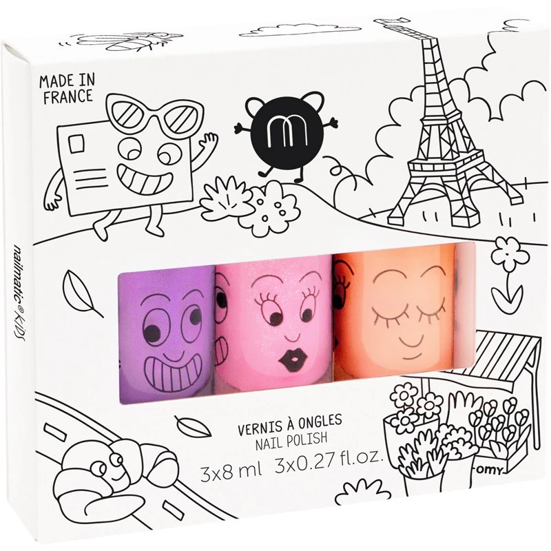 Nailmatic Kids Nail Polish Set 3x8 Ml - Paris 1 Nailmatic Kids Nail Polish Set 3x8 Ml - Paris