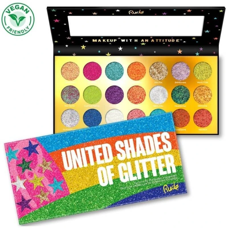 Rude Cosmetics United Shades Of Glitter - 21 Pressed Glitter Palette 1 Rude Cosmetics United Shades Of Glitter - 21 Pressed Glitter Palette