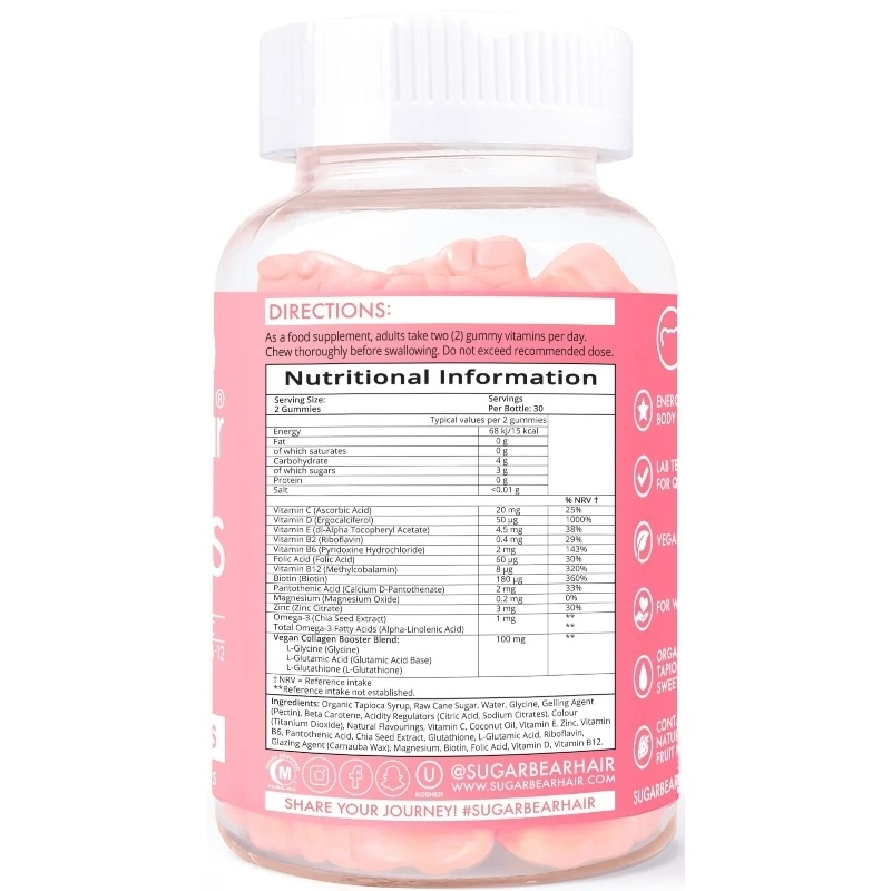 Sugarbearhair Women's Multi Vitamins 60 Pieces 2 Sugarbearhair Women's Multi Vitamins 60 Pieces - Billede 2